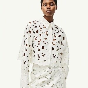 H&M White Cut-Out Button Down Shirt